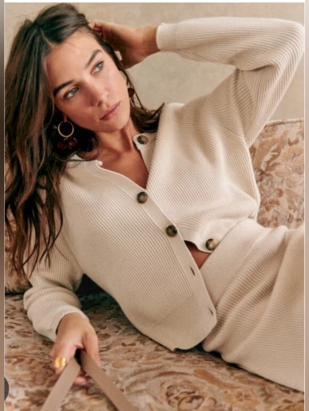 Sezane Sonnie Cardigan In Cream, Size Small - Picture 3 of 15